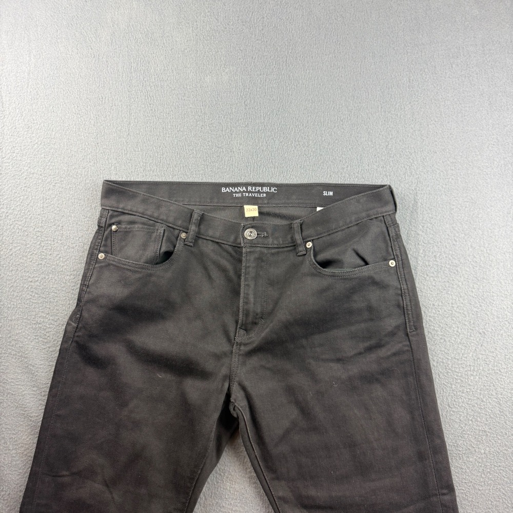 Banana Republic Traveler Jeans Mens 33x30 (Fits 35) Black Slim Fit Chino Stretch